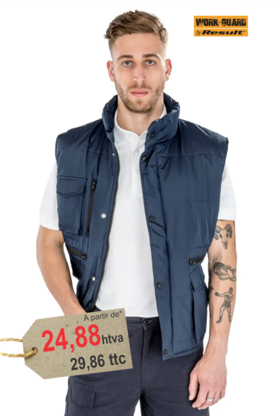 Bodywarmer Personnalisé Brodé Lance — Ripstop Matelassé Coupe-Vent