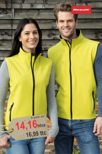 Bodywarmer Softshell Imprimable Personnalisé Brodé ou Imprimé — 280g/m² Slim Micro Fleece