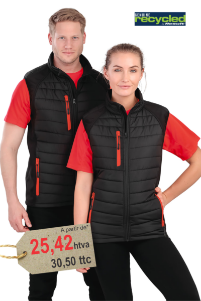 Gilet Matelassé Softshell Personnalisé Brodé Compass — Polyester Recyclé REPREVE®