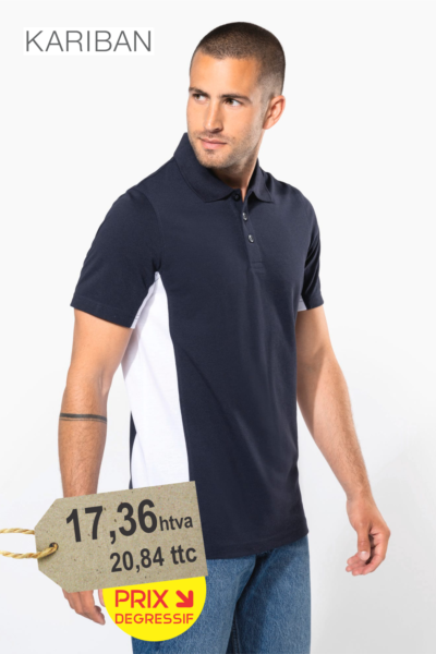 Polo piqué manches courtes bicolore