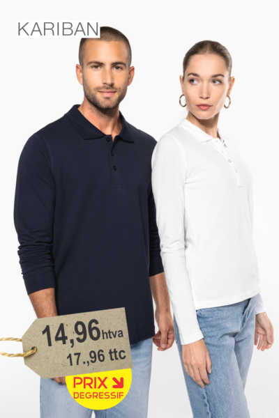 Polo piqué manches longues
