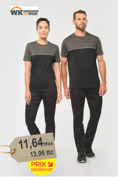 T-shirt bicolore écoresponsable manches courtes unisexe