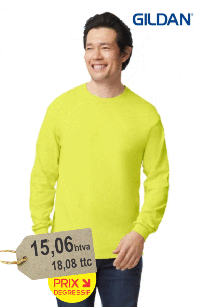 Tee-shirt manches longues coton personnalisé brodé avec logo entreprise 203g/m² — BrodCom