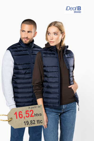Bodywarmer Matelassé Unisexe Personnalisé Brodé ou Imprimé