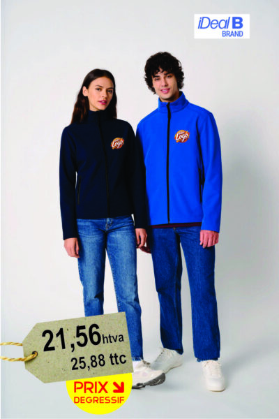 Veste softshell personnalisée 2 couches unisexe brodée avec logo entreprise — BrodCom