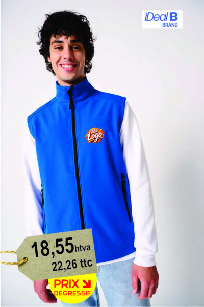 Bodywarmer softshell personnalisé 2 couches unisexe brodé avec logo entreprise — BrodCom