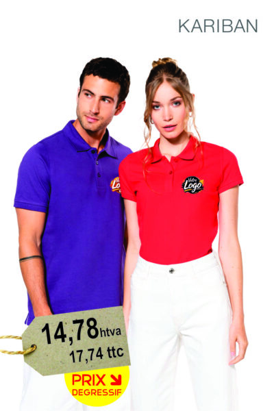 Polo piqué unisexe personnalisé 220g coton peigné avec logo brodé — BrodCom