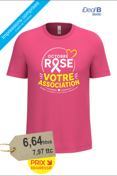 T-shirt unisexe personnalisé iDeal150 145g - Impressions devants comprises - Spécial "Octobre Rose"