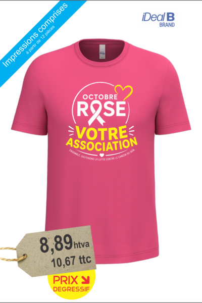 T-shirt unisexe personnalisé iDeal190 185g - Impressions devants comprises - Spécial "Octobre Rose"
