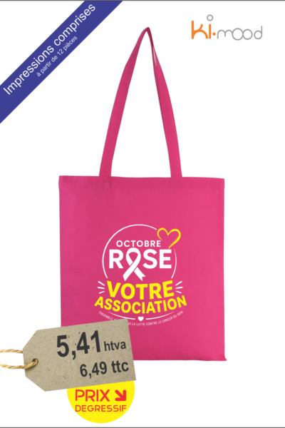 Tode-Bag – Spécial "Octobre Rose" - Impresions comprises - Sac shopping avec longues anses – 130gr