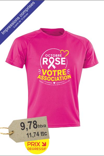 Tee-shirt Aircool Personnalisé - Impressions devants comprises - Spécial "Octobre Rpse" — 130g/m² Polyester Respirant Manches Raglan