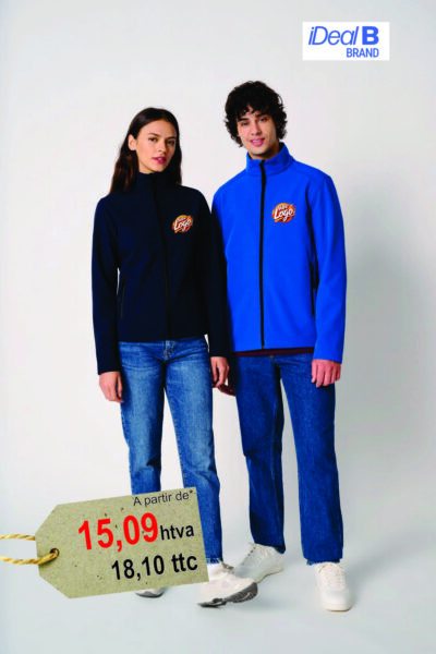 Veste Softshell 2 Couches Unisexe Personnalisée Brodée ou Imprimée