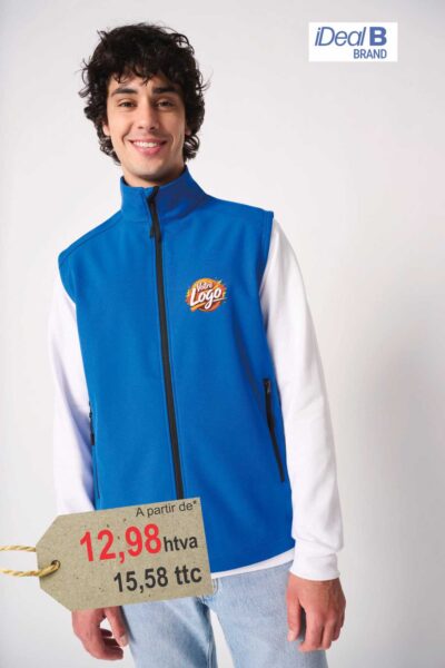 Bodywarmer Softshell 2 Couches Unisexe Personnalisé Brodé ou Imprimé